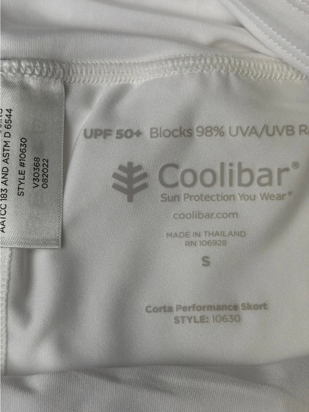Coolibar White UPF50+ Active Skirted Tennis Skirts with Shorts - Small